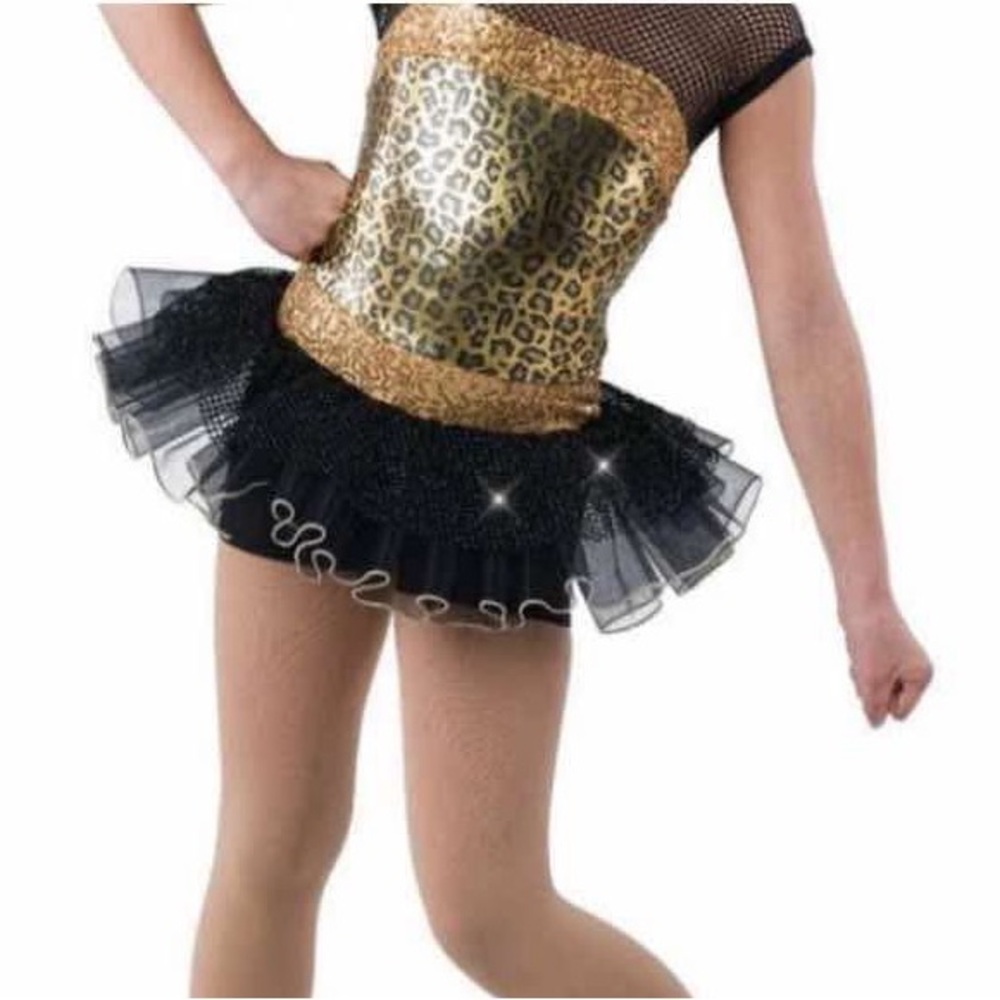 Leopard Print Gold and Black Kids Dance Costume